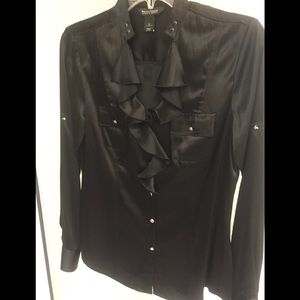 WHBM ruffled front silk blouse